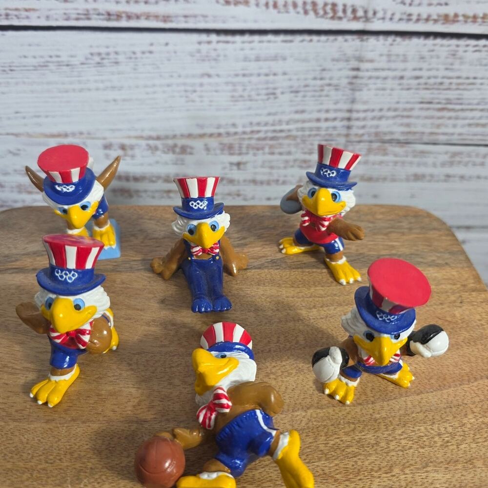 1980's Los Angeles Olympics Sam the Eagle Mascot Figurines lot- Set of 6